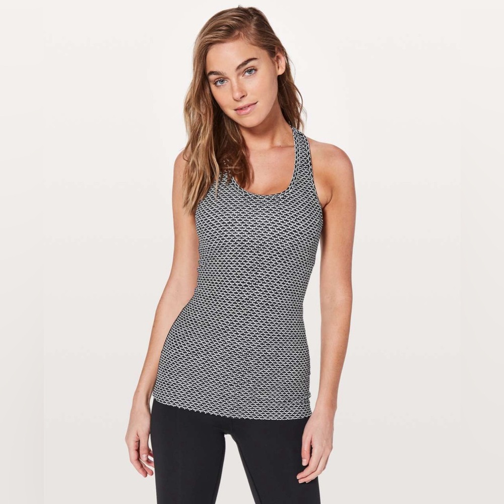 Lululemon Athletica Monochromic Black Cool Racerback II Nulu Tank Size Small EUC